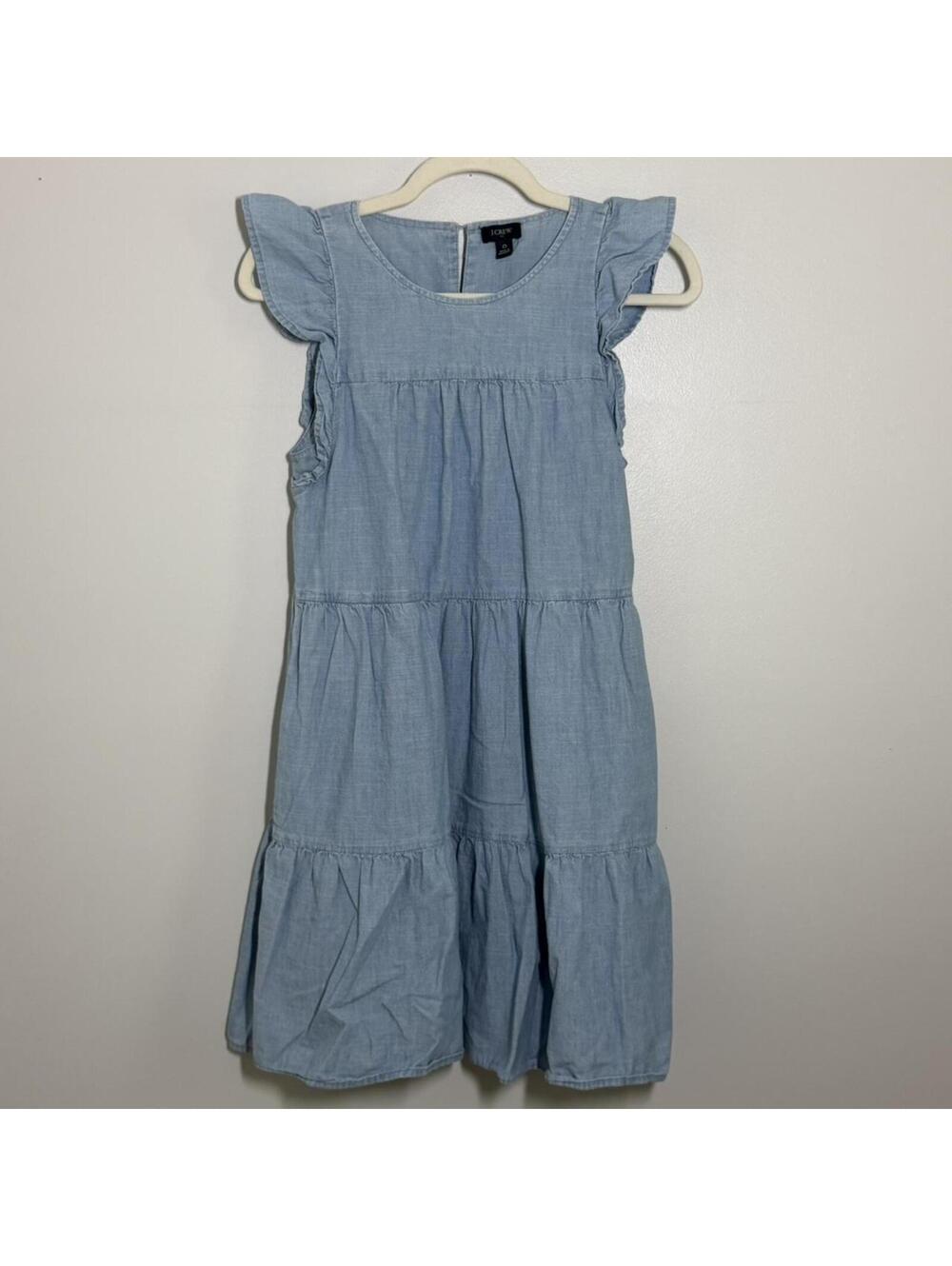 J.Crew Re-Imagined Chambray Tiered Flutter Sleeve Midi Dress Size 0